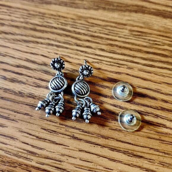 BRIGHTON Silver Dangle Vintage Earrings TIMELESS CHIC! - Picture 5 of 5